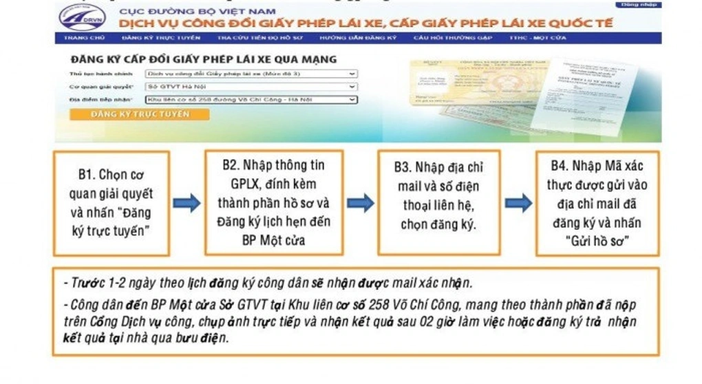 Sở GTVT Hà Nội hướng dẫn đổi giấy phép lái xe trực tuyến - 3